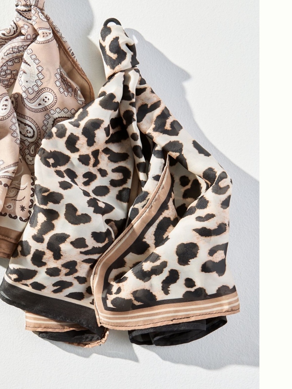 Anthropologie Printed Scarf Hair Head Bag New Animal Print Leopard Black White